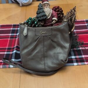 Coach Metallic Brown Leather Shoulder Bag